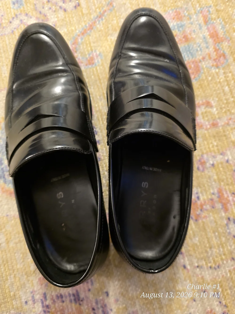 Harry's Of London Men's Black Leather Penny Loafers